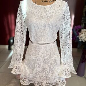 Blue Blush White Lace Mini Dress